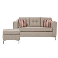 Colbox - Sofá Astra 3C + 1 Pouf-Met Tela Beige