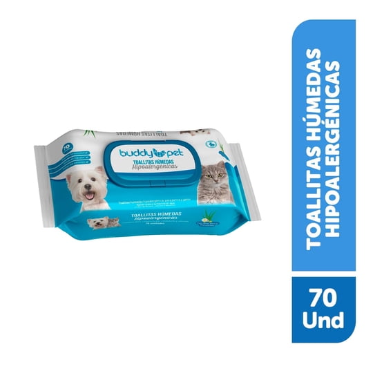 Toallitas Húmedas Hipoalergénicas Para Mascotas 70 Un Buddy Pet