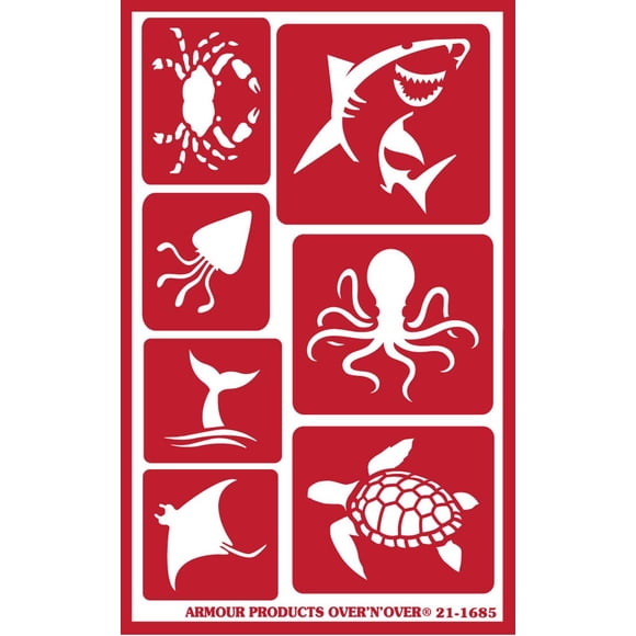 Plantillas para grabado en vidrio Armour Etch Criaturas Marinas 13x20 cm