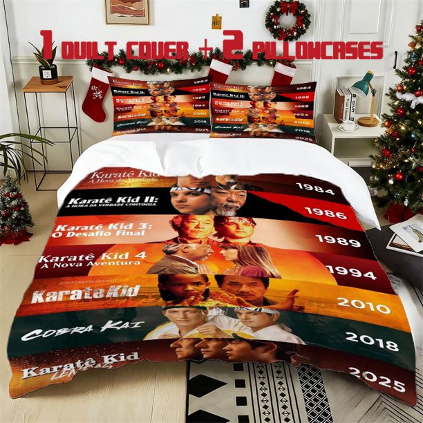 3pcs Cobra Kai Themed Printed Bedding Set Soft Duvet Cover with 2 Pillowcases All Season Comfort