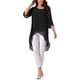 thumbnail image 2 of INSPIRE CHIC Blusa de Chifón para Mujer con Mangas Divididas 3/4 y Dobladillo Asimétrico Túnica Negra 2XL, 2 of 5