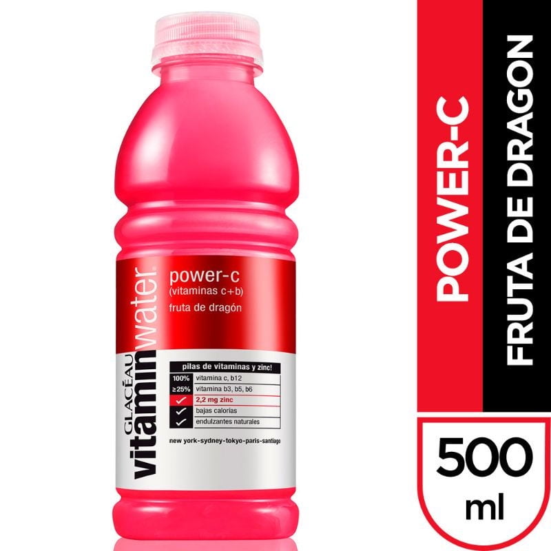 Agua Saborizada Power-c Fruta De Dragón Botella 500 ml Vitamin Water