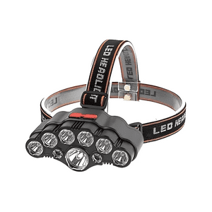 Genérico - Linterna Frontal 9 Leds Recargable Usb 4 Modos De Trabajo Blanco Negro