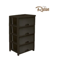 Muebles Zapallar - Cajonera Ratan Glamour Clip Cafe 4 Niveles Extra Resistentes 100X54,5X44,5 Cm