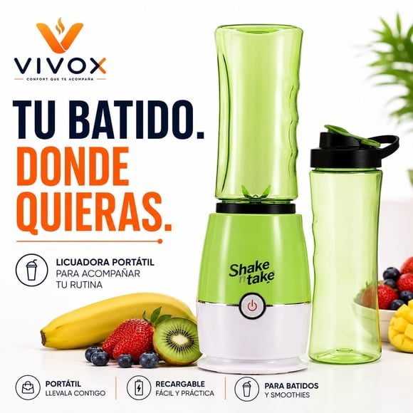 Batidora Portátil Shake Antake 3 - Con 2 Vasos.