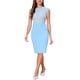 thumbnail image 1 of INSPIRE CHIC Vestido de Tubo para Mujer Cuello Redondo Sin Mangas Cintura Alta Vestido de Trabajo con Parches Azul Claro XS, 1 of 6