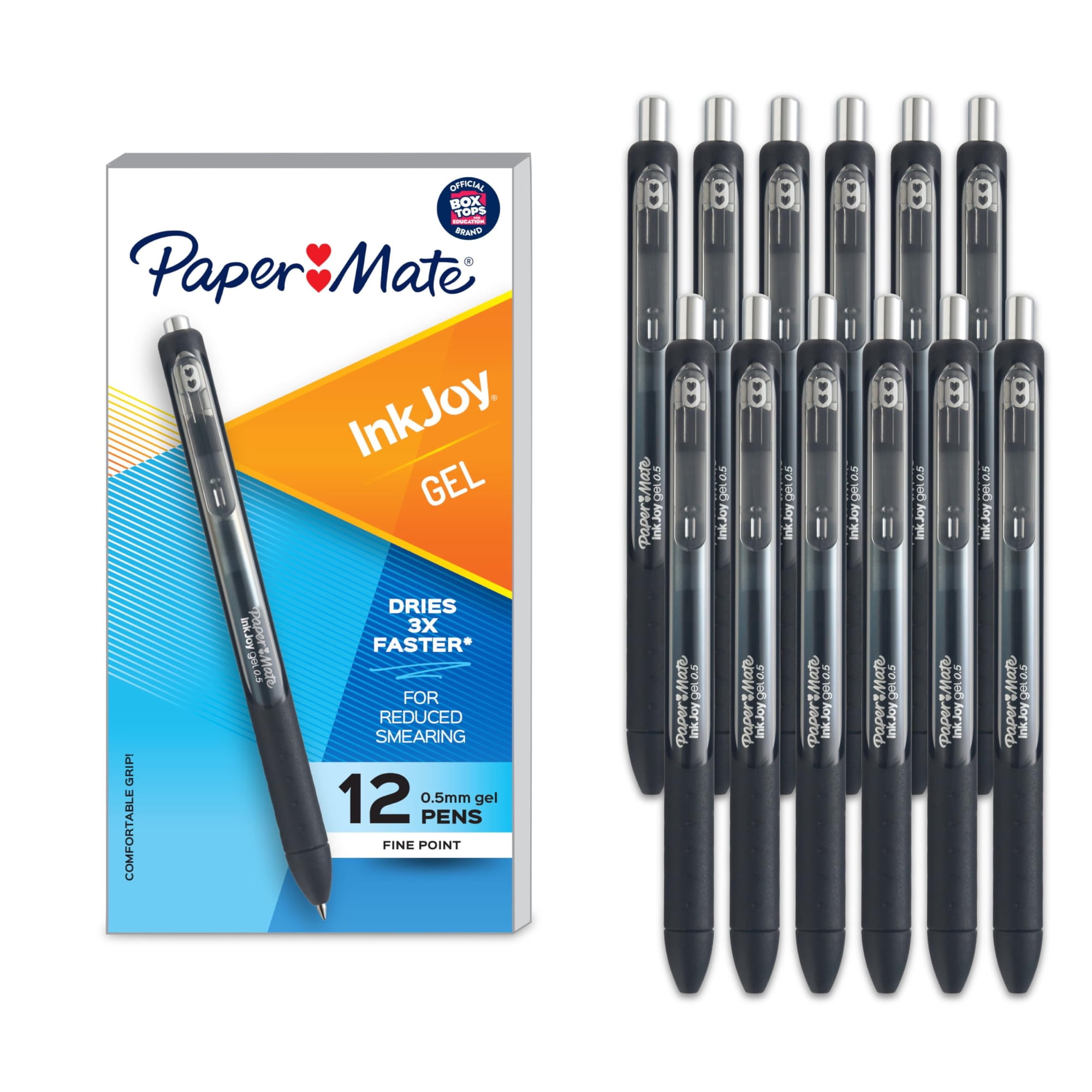 Paper Mate‌ - Bolígrafo De Gel Paper Mate Inkjoy, Punta Fina, 0,5 Mm, Caja De 12 Unidades, Color Negro