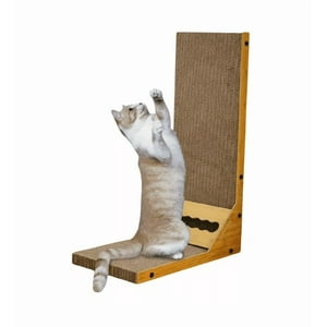 Genérico - Rascador Vertical Diseño L Cartón Corrugado Gatos Café