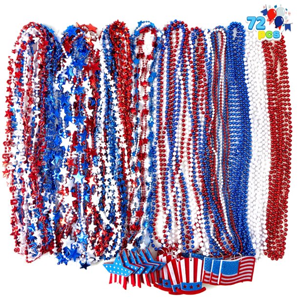 Collares JOYIN para el 4 de julio, varios colores patrióticos, 24 unidades, de plástico