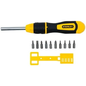 Destornillador Ratchet + 10 Puntas 68-010 Stanley Negro 27X10X6