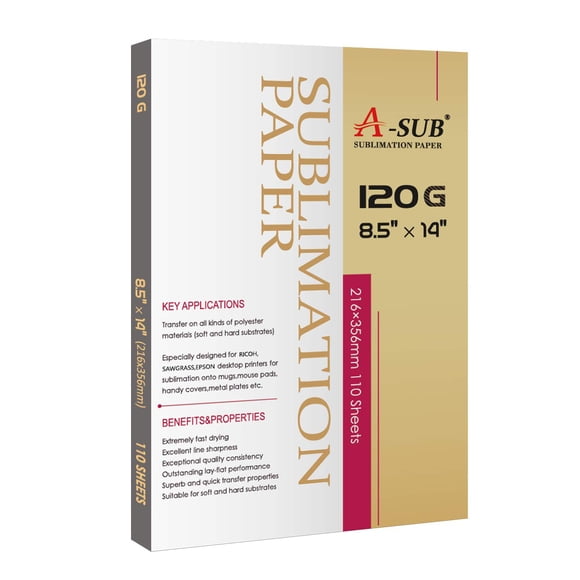 Papel de sublimación A-SUB 8.5 x 14" 120 g/m², 110 hojas