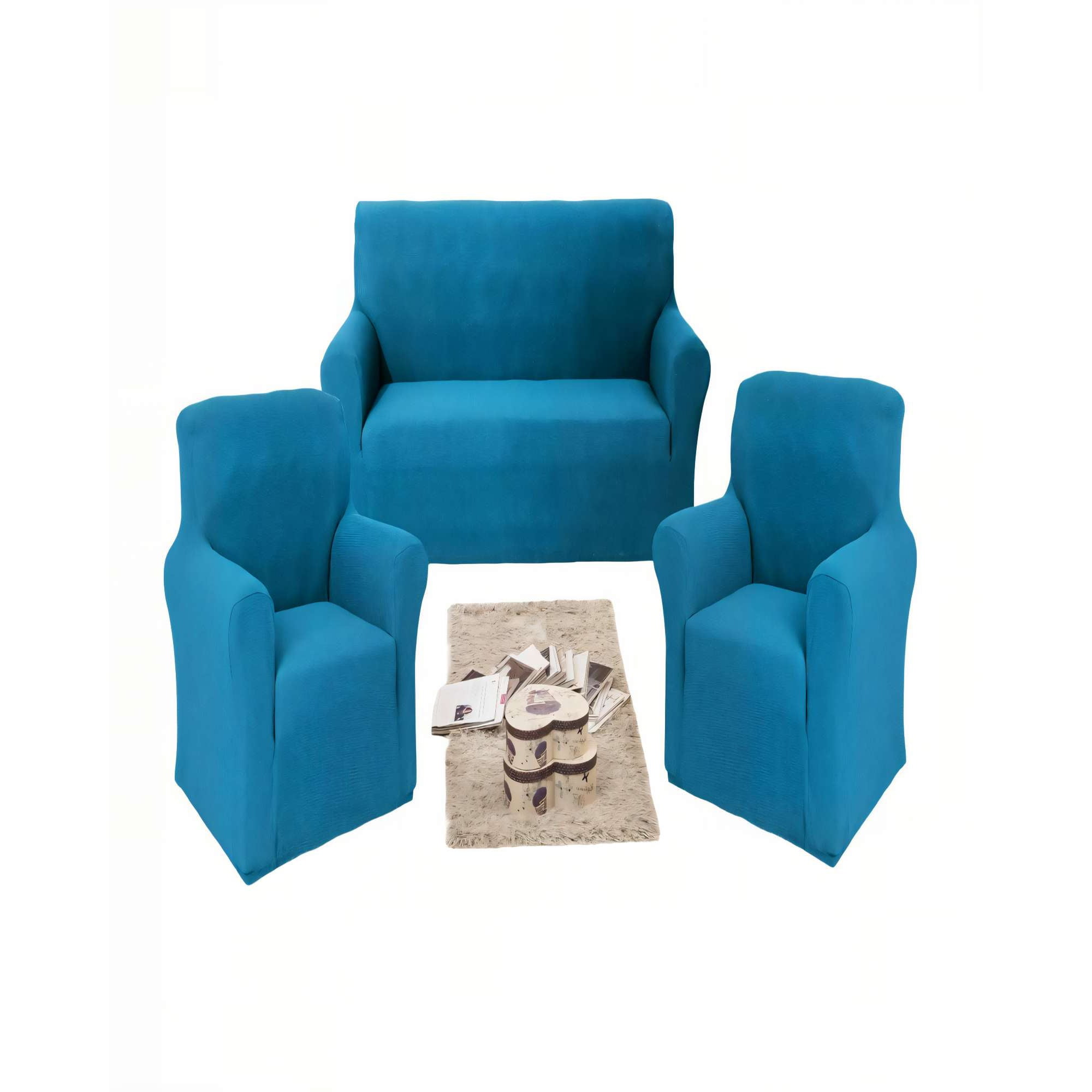 Genérico - Set De Fundas De Sofa Cuadrille 3+1+1 Color Azul