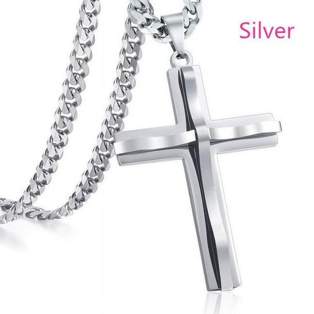 1pc Punk Style Cross Pendant Necklace for Men - Retro Fashion Jewelry with Unique Design