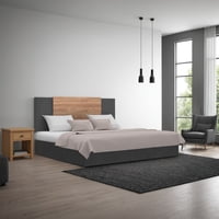 Tuhome - Respaldo De Cama 2 Plazas Neuss Graduable 140/200 Cm Miel Y Plomo