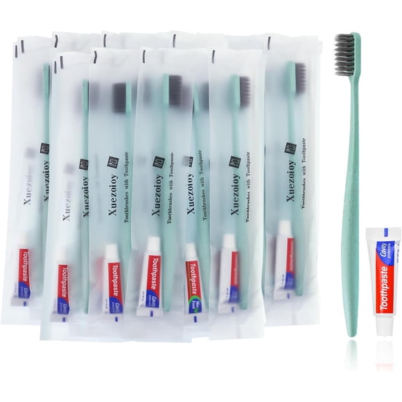 Cepillos Dentales Desechables Xuezoioy 100 Unidades Verde con Pasta