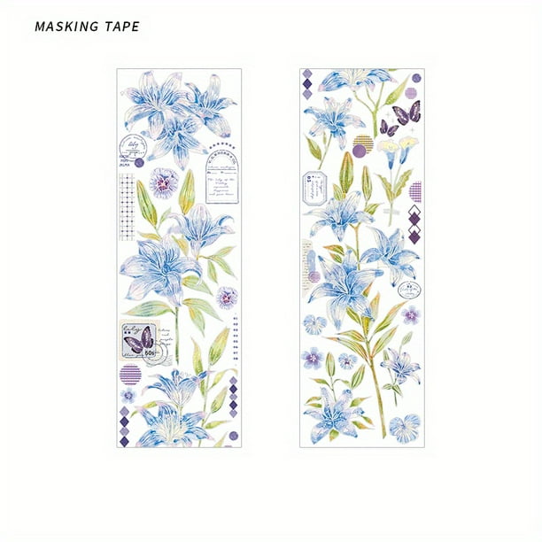 1pc Long Strips PET Tape 13.77inch*2.36inch Plant Flower Decoration Scrapbooking Sticker Label Stationery