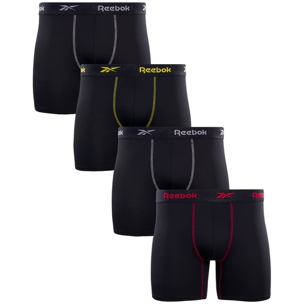 Calzoncillos tipo bóxer Reebok para hombre, paquete de 4 unidades, Soft Stretch Performance