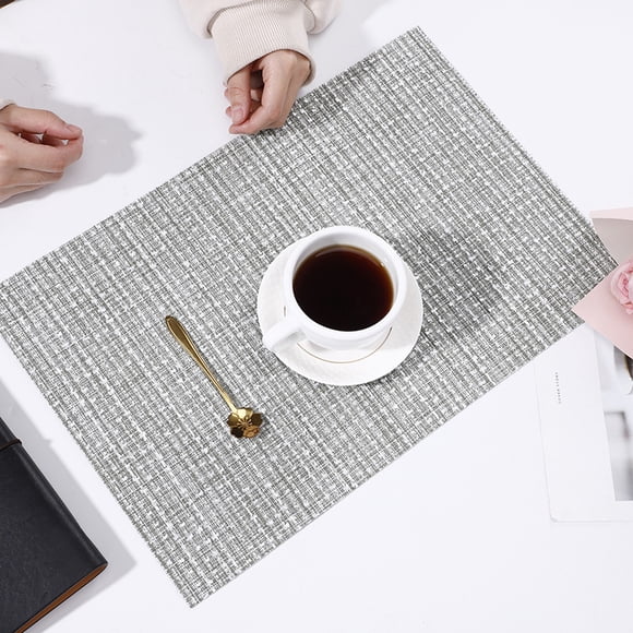 XmhyTop Juego de 6 Manteletes Individuales para Mesa, Hechos de PVC Resistente, Antideslizantes y Termorresistentes, Ideal para Hogares, Restaurantes y Cocinas, Estilo C, 45*30cm, Gris