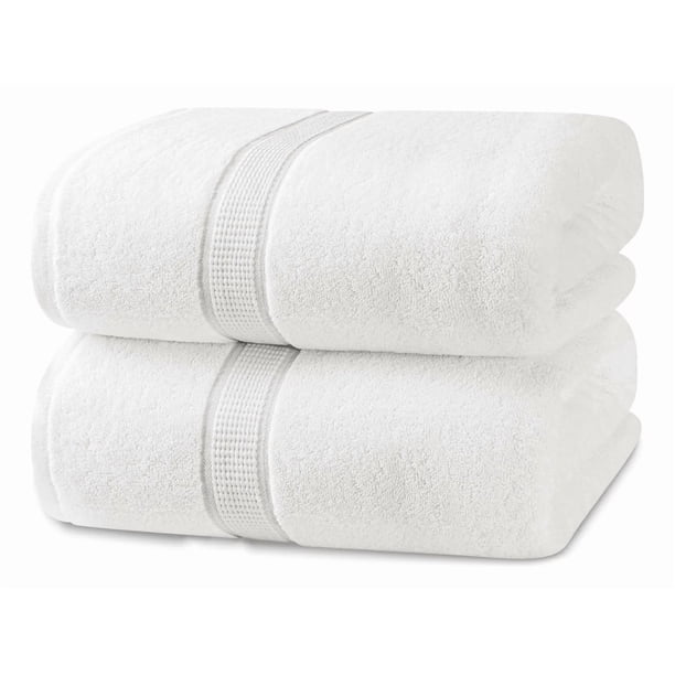 Set De 2 Toallas De Baño 140 X 70 Cm Algodón 500 Gr Grandes Blanco