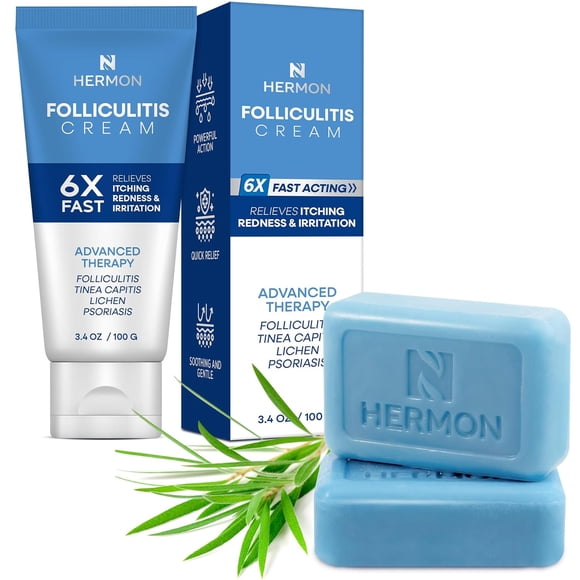 Set de crema para tratamiento de foliculitis y jabón antimicótico Hermon