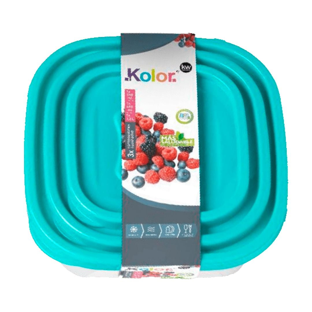 Imahe - Juego De 3 Contenedores Cuadrado Plastico Linea Imola