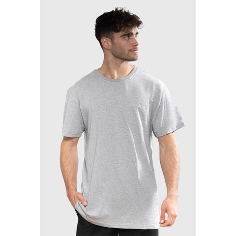 Polera Orgánica Con Bolsillo Gris Melange Hombre Falcone