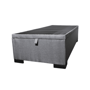Mueblart - Base De Cama Baúl Full Lino Beige Con Mecanismo