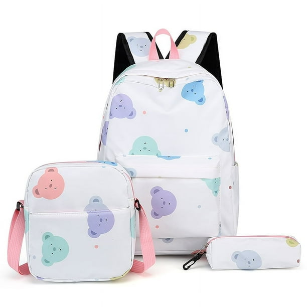 3pcs/Set Laptop Backpack Adjustable Strap Fashion Women Nylon Travel Backpack Cute Gradient Work Rucksack for Work School Travel