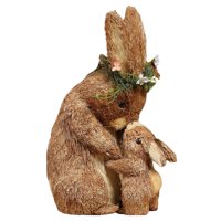 Magideal - Conejo De Pascua De Paja, Estatua De , Arte Animal, Manualidades De Piezaza Para Escritorio De Festival, Adorno Interior, Accesorios Para Fotografía 24X15X33Cm