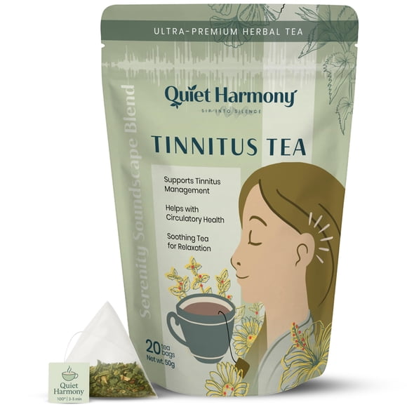Mezcla de té de hierbas Quiet Harmony para aliviar el tinnitus y serenidad