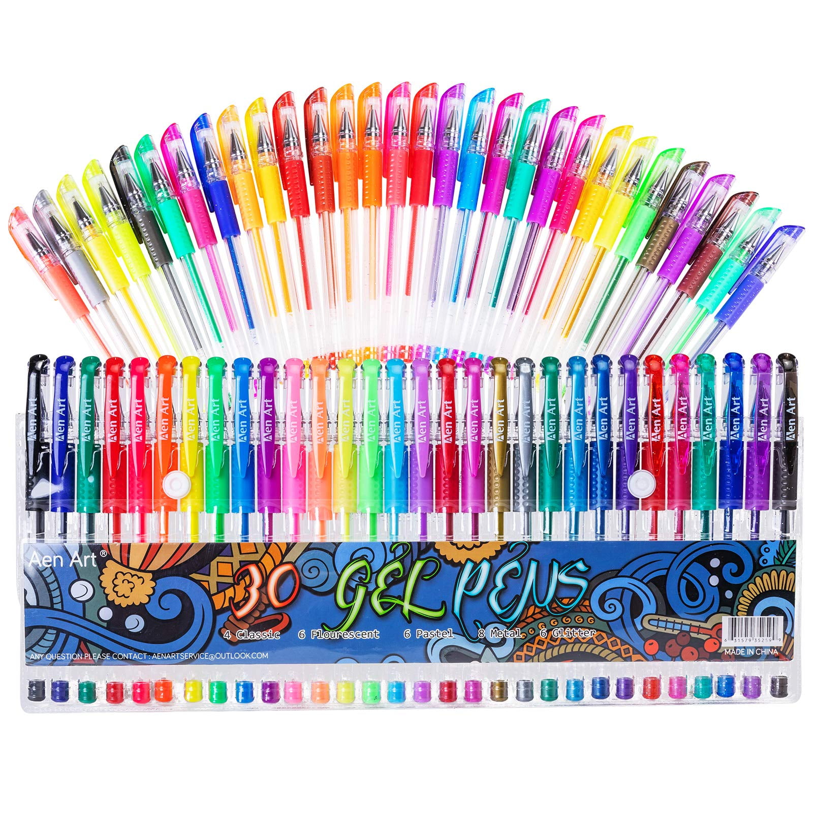 Bolígrafos De Gel Aen Art Para Libros De Colorear Para Adultos, 30 Colores, Punta Fina