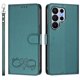 thumbnail image 2 of Funda de Cuero Tipo Billetera para Samsung Galaxy S26 Ultra 5G 6.9", con Tarjetero, Correa para Muñeca, Soporte a Prueba de Golpes con Relieve de Patrón Feliz, Verde, para Galaxy S26 Ultra 5G, 2 of 8