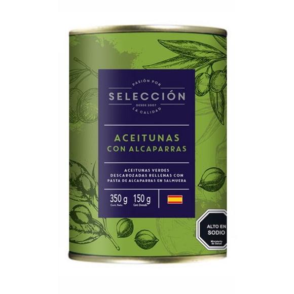 Aceitunas Rellenas con Alcaparras, Drenado 150 g - Neto 350 g