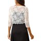 thumbnail image 3 of INSPIRE CHIC Cárdigan de Mujer Abierto al Frente 3/4 Mangas de Encaje Floral Transparente Top Corto M Blanco, 3 of 7