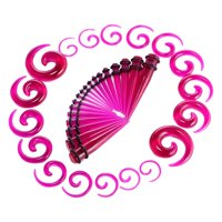 Ioensy - Kit De Estiramiento De Orejas De 36 Piezas, Tapones En Espiral, Túneles Y Tapones, Kit De Medidores De Orejas, Color Morado