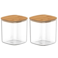 Disparo - Set 2 Frasco Hermetico Cuadrado 180Ml Vidrio 6Cm Tapa Bambú