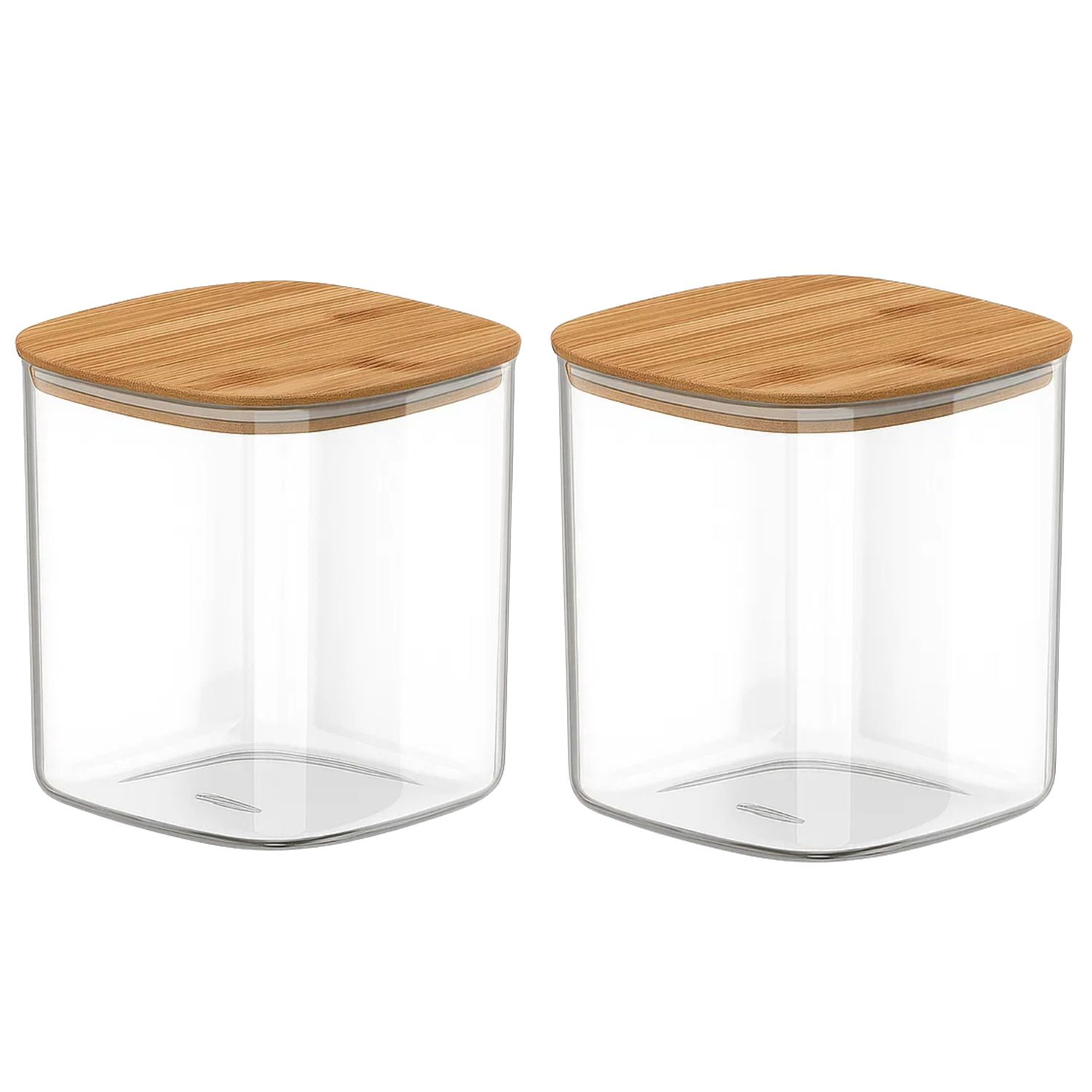 Disparo - Set 2 Frasco Hermetico Cuadrado 180ml Vidrio 6cm Tapa Bambú
