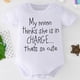 thumbnail image 1 of Lovely Baby Girls & Boys Romper "MY MOM THINKS " Print Crew Neck Bodysuit Onesies, 1 of 5