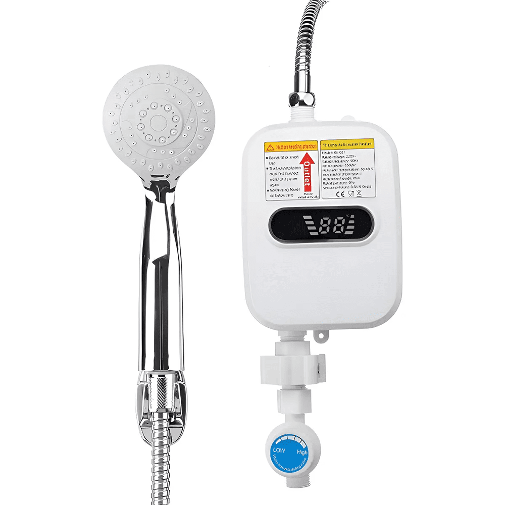Tasbel - Ducha Eléctrica Calentador De Agua Termostático Std Blanco 3.5 Kw
