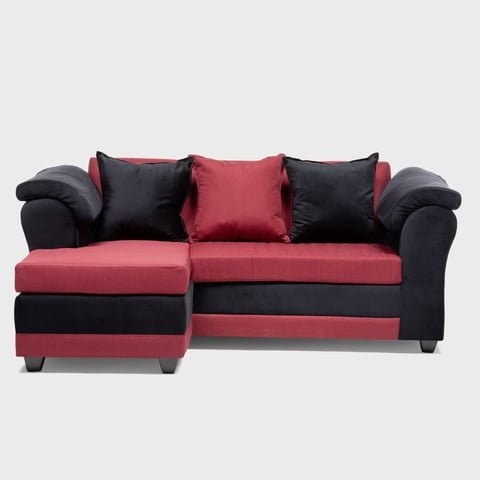 Almore - Seccional Reversible Izq Y Der Felpa Negro Tela Rojo