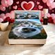 thumbnail image 1 of Husky Blue Eyes Printed Fitted Sheet Set 2 Pillowcases 1 Fitted Sheet Twin Bed Full Bed Queen Bed King Bed - Soft and Skin-Friendly Easy to Care f, 1 of 1