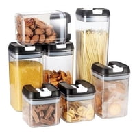 Acrilic - Set 7 Contenedores Alimento Herméticos Plástico Alta Calidad Negro