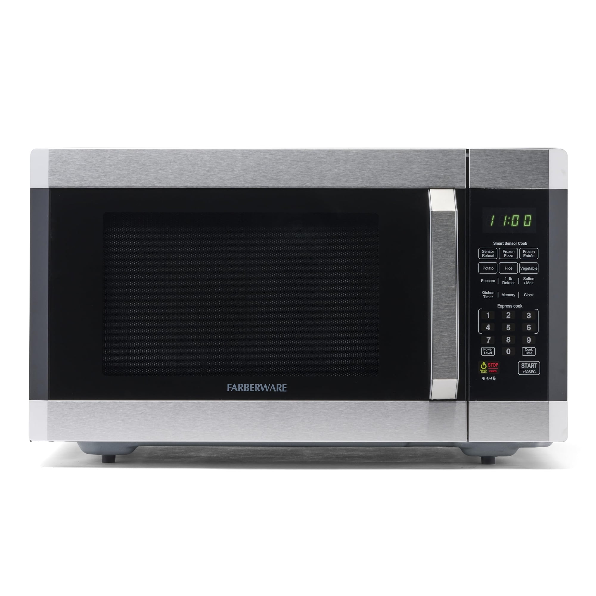 Encimera Farberware para microondas, 1100 W, 1.6 pies cubicos, acero inoxidable