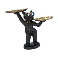 Magideal - Bandeja De Almacenamiento De Escritorio Para Perros Adorno 2 Bandejas De Metal Titular De La Llave Bandeja De Joyería Contenedor De Artículos Diversos Negro