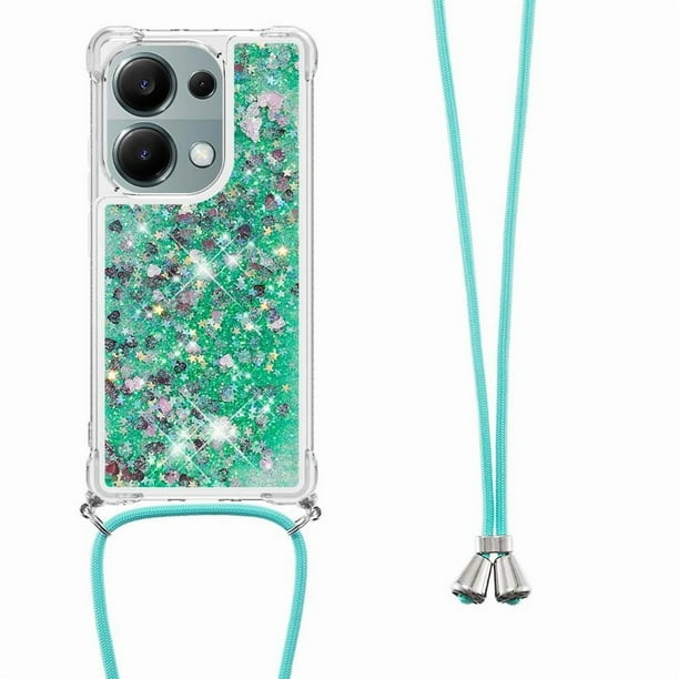 Funda FOXDOCK para Xiaomi Redmi Note 13 Pro 4G con Cuerda Ajustable, Brillo Líquido, Protección Antigolpes y Lente – Ideal para Regalo