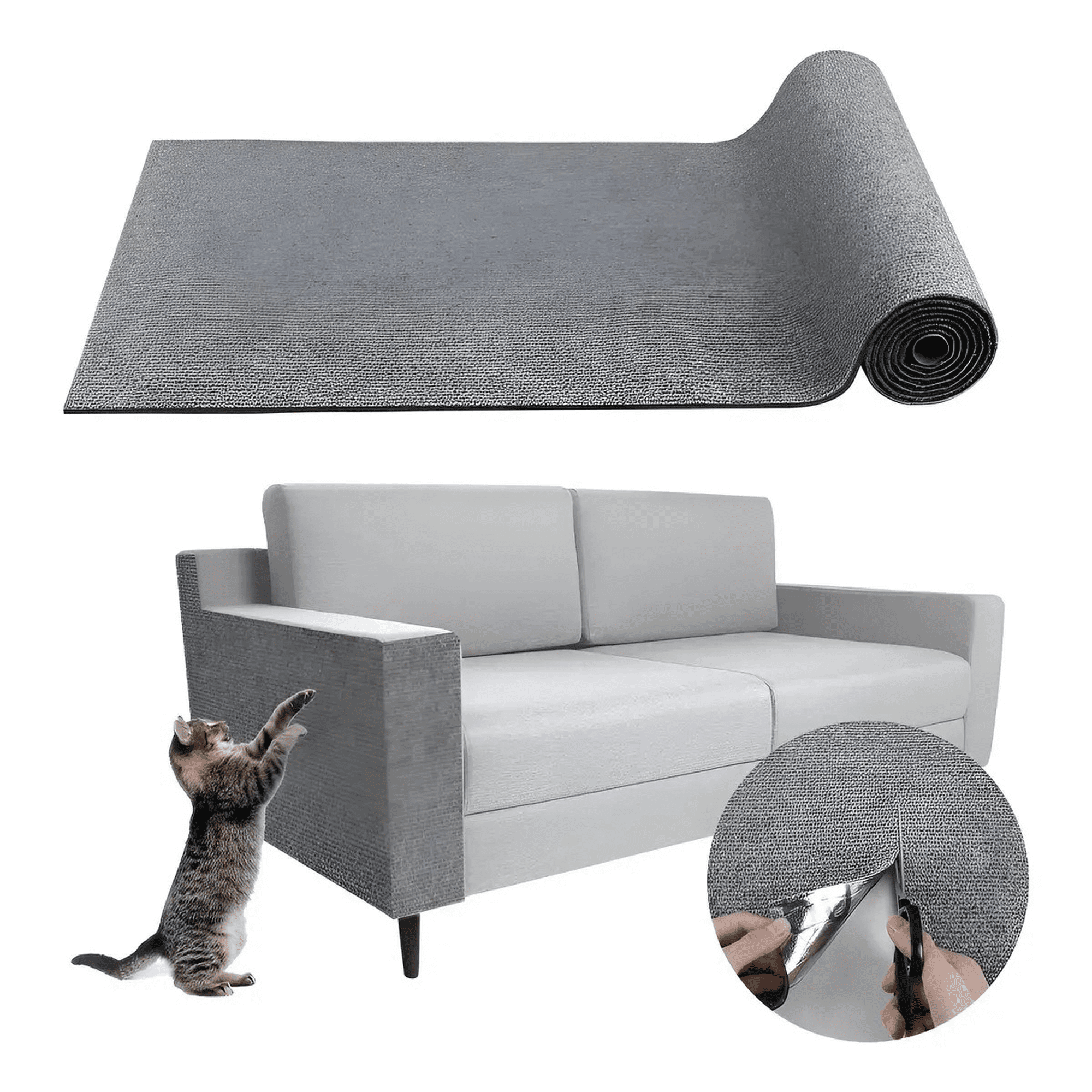 Rascador Autoadhesivo Alfombra Gatos Gris Poliéster 30x200cm
