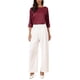 thumbnail image 2 of INSPIRE CHIC Blusa de Satén para Mujer Elegante Casual Cuello Barco Manga 3/4 Camisa de Trabajo XS Rojo Oscuro, 2 of 6