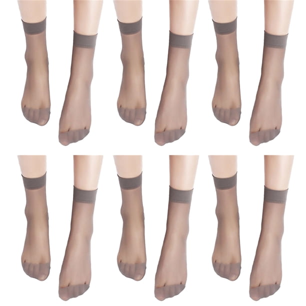12 pares de calcetines tobilleros transparentes para mujer, color piel, ultrafinos, frescos y de seda transparente.