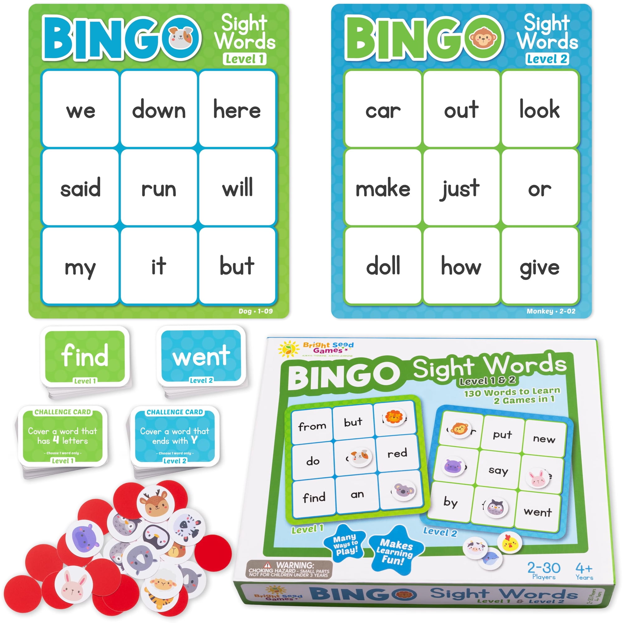 Juego De Bingo Bright Seed Games Sight Words Nivel 1 Y 2 +4 Años