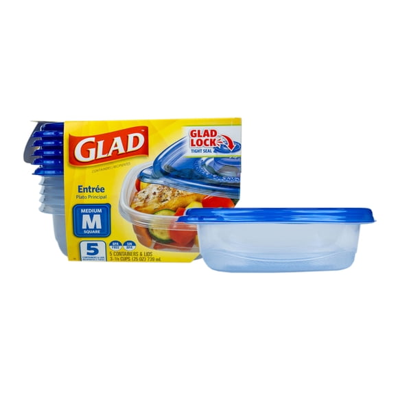 Contenedor de almacenamiento de alimentos GladWare Entree 750 ml, juego de 5